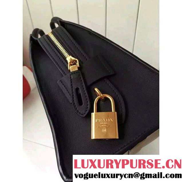 Prada 1BA046 Medium Esplanade Saffiano and Calf Leather Bag Camel/Black 2016 (2A016-6061204 )