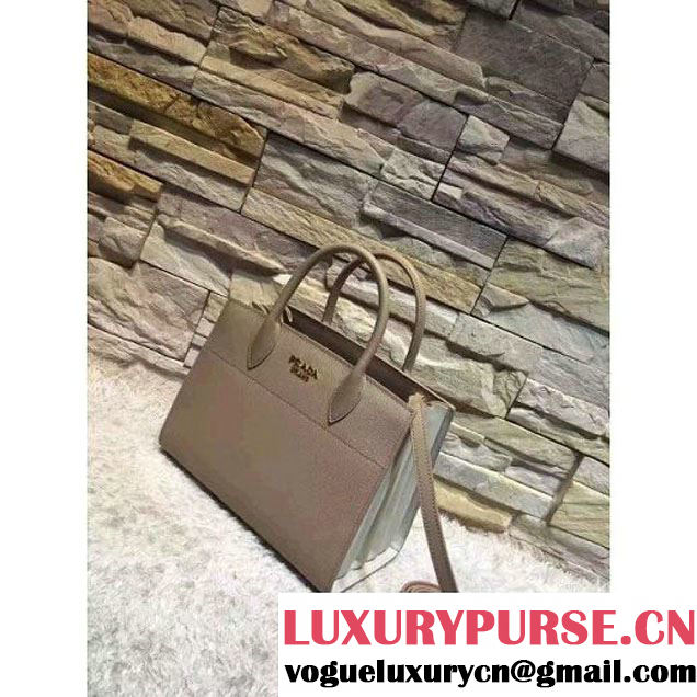 Prada Bibliotèque Calf Leather Bag 1BA050 cameo+chalk 2016 (EUR-6080217 )