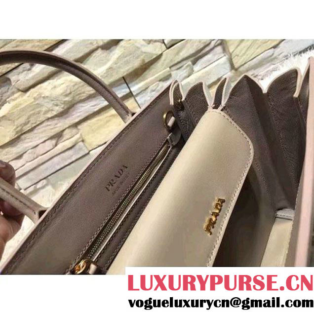 Prada Bibliotèque Calf Leather Bag 1BA050 cameo+chalk 2016 (EUR-6080217 )