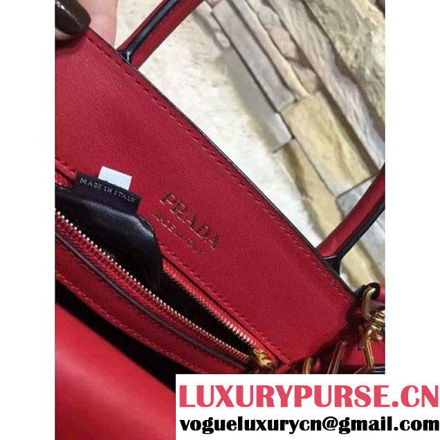 Prada Bibliotèque Calf Leather Bag 1BA050 red 2016 (EUR-6080218 )