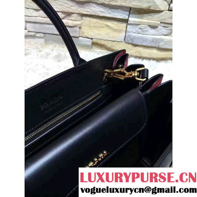 Prada Bibliotèque Calf Leather Bag 1BA050 black+red 2016 (EUR-6080219 )