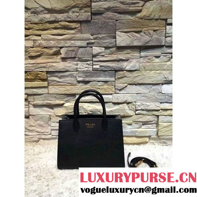 Prada Bibliotèque Calf Leather Bag 1BA050 black+chalk 2016 (EUR-6080220 )
