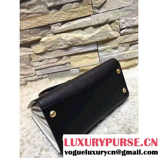 Prada Bibliotèque Calf Leather Bag 1BA050 black+chalk 2016 (EUR-6080220 )