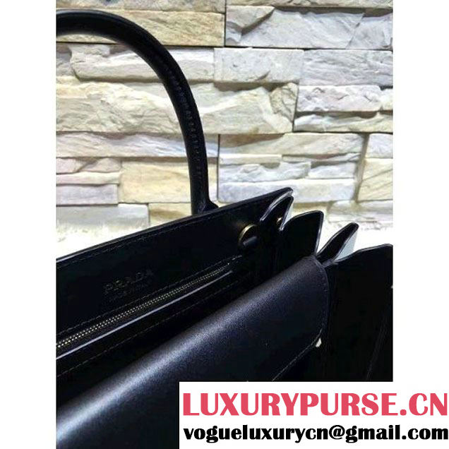 Prada Bibliotèque Calf Leather Bag 1BA050 black+chalk 2016 (EUR-6080220 )