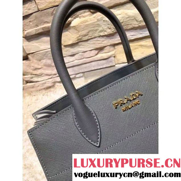 Prada Bibliotèque Calf Leather Bag 1BA050 mercury+chalk 2016 (EUR-6080221 )