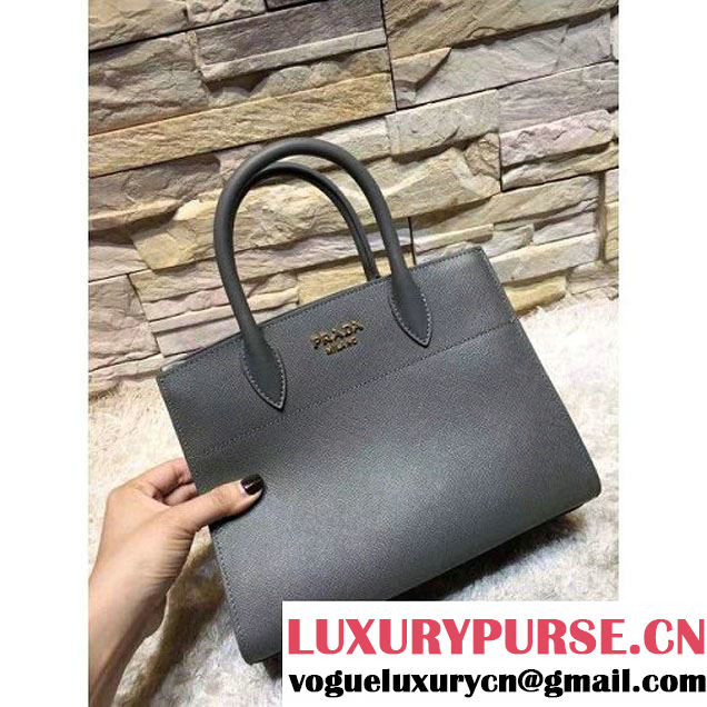Prada Bibliotèque Calf Leather Bag 1BA050 mercury+chalk 2016 (EUR-6080221 )