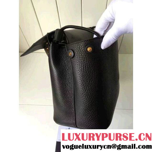 Prada 1BD052 Grained Calf Leather Top Handle Bag Black 2016 (2A016-6080407 )