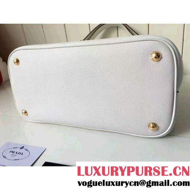 Prada 1BD052 Grained Calf Leather Top Handle Bag White 2016 (2A016-6080408 )
