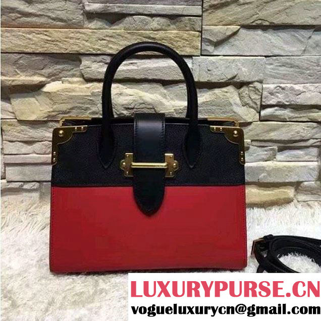 Prada Black Buckled Top Handle Tote Bag Red/Black- Fall 2016 (OZZ-6080801 )