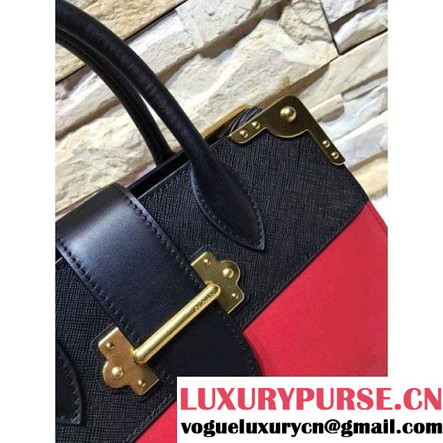 Prada Black Buckled Top Handle Tote Bag Red/Black- Fall 2016 (OZZ-6080801 )