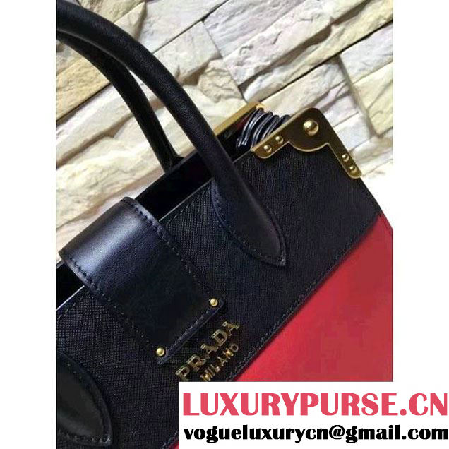 Prada Black Buckled Top Handle Tote Bag Red/Black- Fall 2016 (OZZ-6080801 )