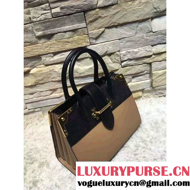 Prada Black Buckled Top Handle Tote Bag Beige/Black - Fall 2016 (OZZ-6080802 )