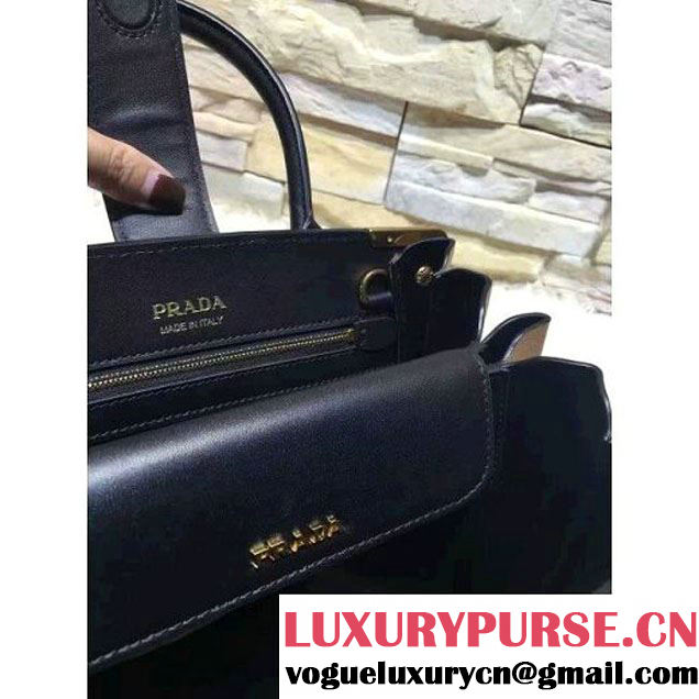 Prada Black Buckled Top Handle Tote Bag Beige/Black - Fall 2016 (OZZ-6080802 )