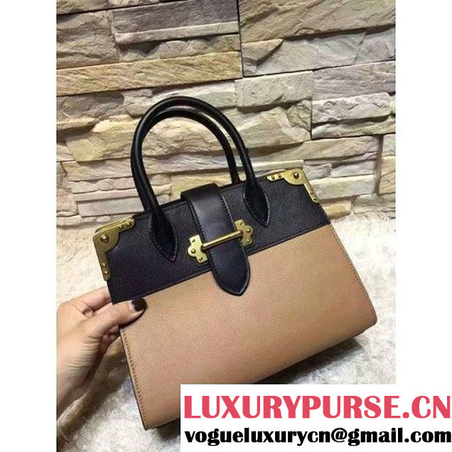 Prada Black Buckled Top Handle Tote Bag Beige/Black - Fall 2016 (OZZ-6080802 )