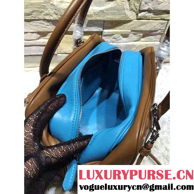 Prada 1BB010 Medium Inside Top Handle Bag Camel+Turquoise Fall 2015 (2a193-6082441 )