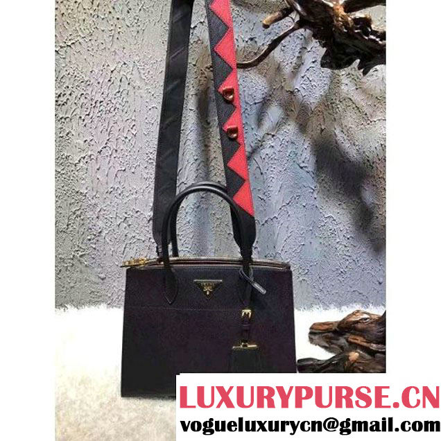 Prada Saffiano Calf Leather Paradigme Bag 1BA102 Black 2017 (OZZ-7010301 )