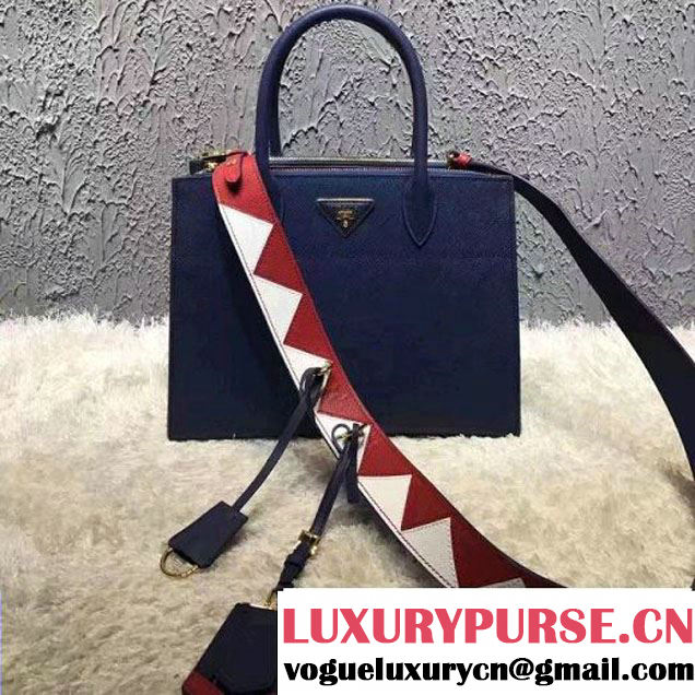 Prada Saffiano Calf Leather Paradigme Bag 1BA102 Blue 2017 (OZZ-7010302 )