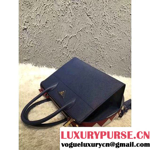 Prada Saffiano Calf Leather Paradigme Bag 1BA102 Blue 2017 (OZZ-7010302 )