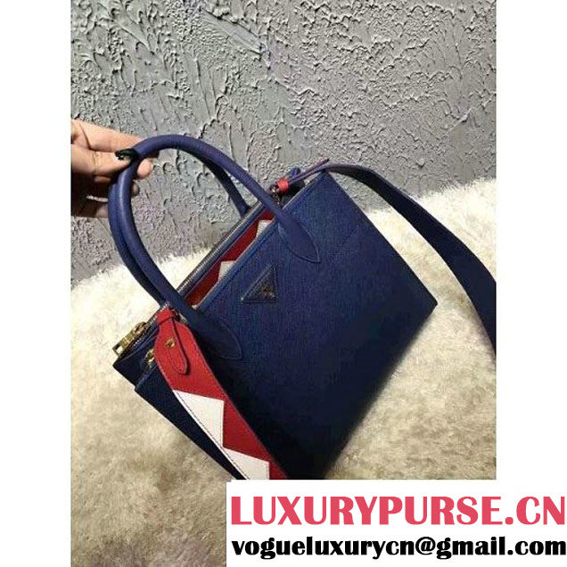 Prada Saffiano Calf Leather Paradigme Bag 1BA102 Blue 2017 (OZZ-7010302 )