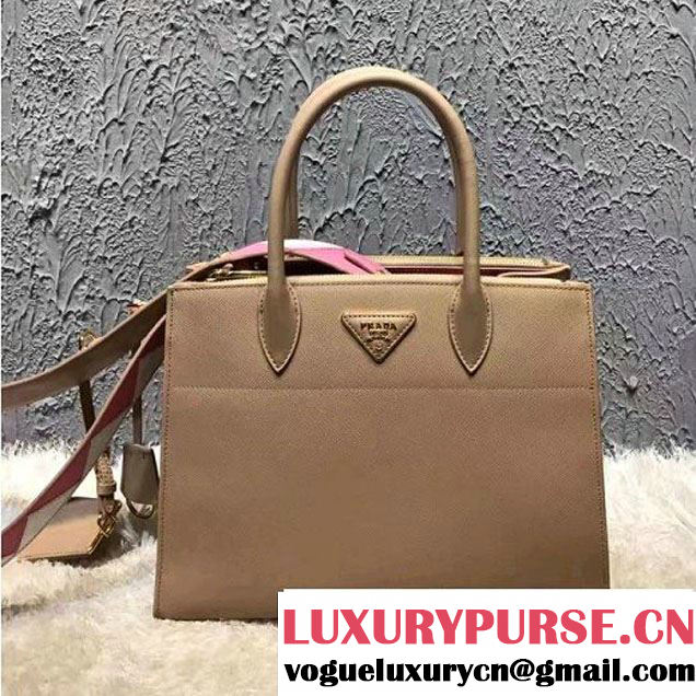 Prada Saffiano Calf Leather Paradigme Bag 1BA102 Beige 2017 (OZZ-7010303 )