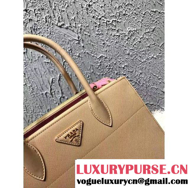 Prada Saffiano Calf Leather Paradigme Bag 1BA102 Beige 2017 (OZZ-7010303 )