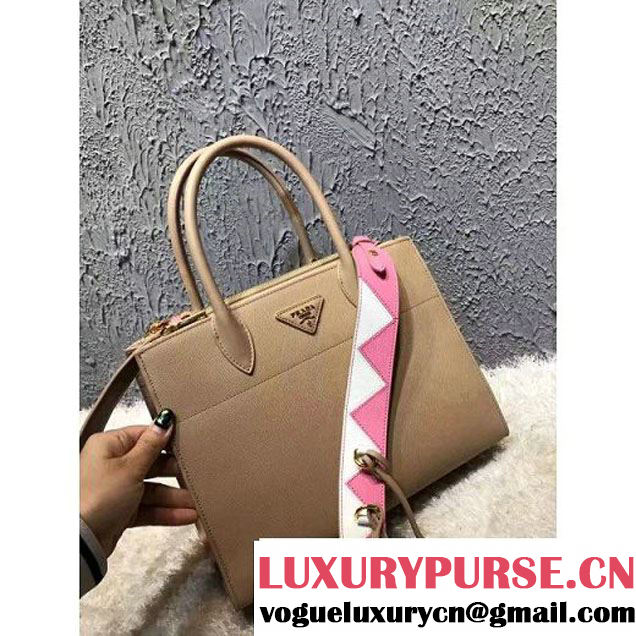 Prada Saffiano Calf Leather Paradigme Bag 1BA102 Beige 2017 (OZZ-7010303 )