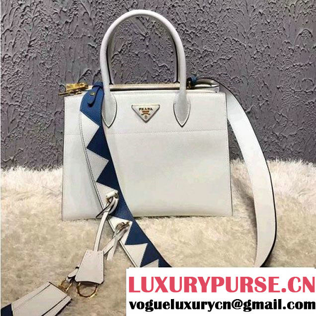 Prada Saffiano Calf Leather Paradigme Bag 1BA102 White 2017 (OZZ-7010304 )