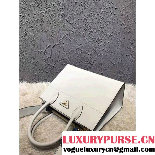 Prada Saffiano Calf Leather Paradigme Bag 1BA102 White 2017 (OZZ-7010304 )