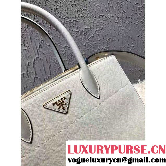 Prada Saffiano Calf Leather Paradigme Bag 1BA102 White 2017 (OZZ-7010304 )