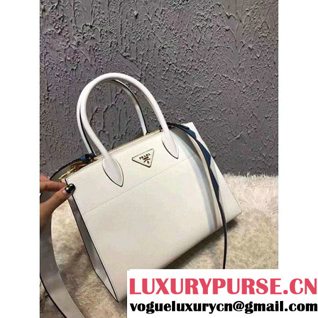 Prada Saffiano Calf Leather Paradigme Bag 1BA102 White 2017 (OZZ-7010304 )