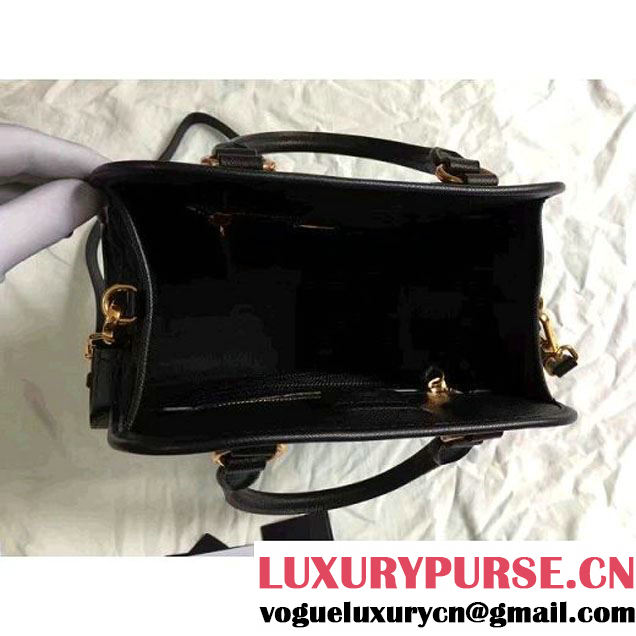 Prada Quilt Quilted Fabric Top Handle Bag 1BA100 Black 2017 (2A016-7021318 )