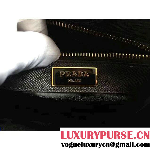 Prada Quilt Quilted Fabric Top Handle Bag 1BA100 Black 2017 (2A016-7021318 )