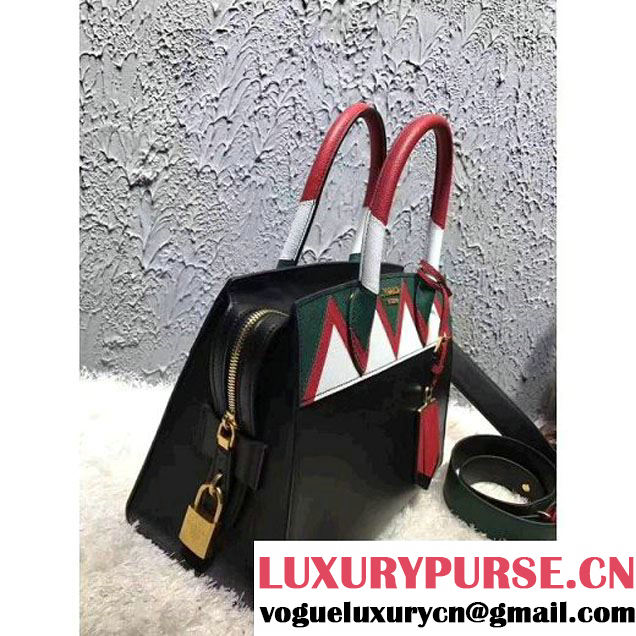 Prada Esplanade Saffiano and Calf Leather Bag With Embellishments 1BA046 Black/Red 2017 (OZZ-7040604 )