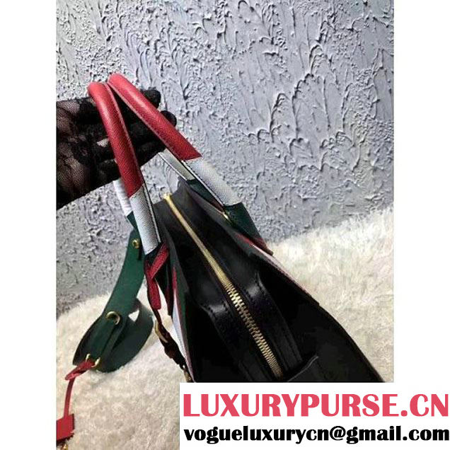 Prada Esplanade Saffiano and Calf Leather Bag With Embellishments 1BA046 Black/Red 2017 (OZZ-7040604 )