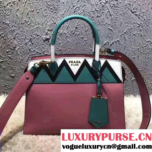 Prada Esplanade Saffiano and Calf Leather Bag With Embellishments 1BA046 Pink/Green 2017 (OZZ-7040605 )