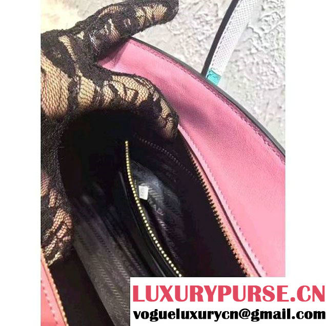 Prada Esplanade Saffiano and Calf Leather Bag With Embellishments 1BA046 Pink/Green 2017 (OZZ-7040605 )