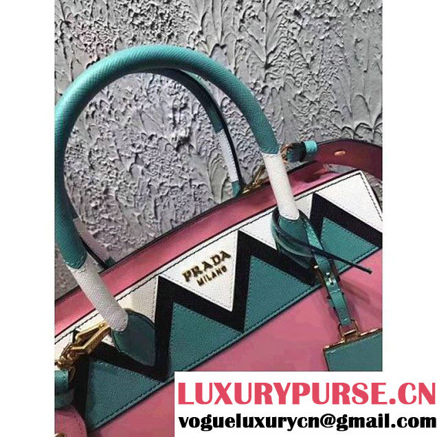 Prada Esplanade Saffiano and Calf Leather Bag With Embellishments 1BA046 Pink/Green 2017 (OZZ-7040605 )