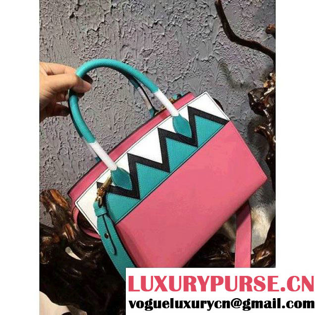 Prada Esplanade Saffiano and Calf Leather Bag With Embellishments 1BA046 Pink/Green 2017 (OZZ-7040605 )