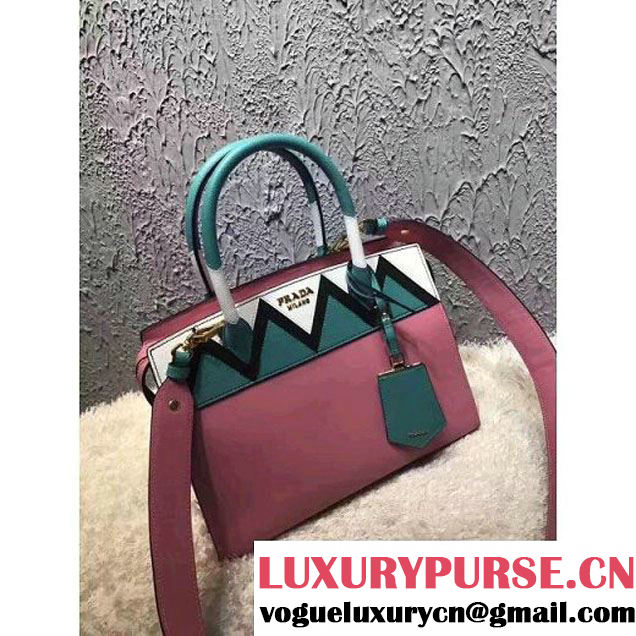 Prada Esplanade Saffiano and Calf Leather Bag With Embellishments 1BA046 Pink/Green 2017 (OZZ-7040605 )