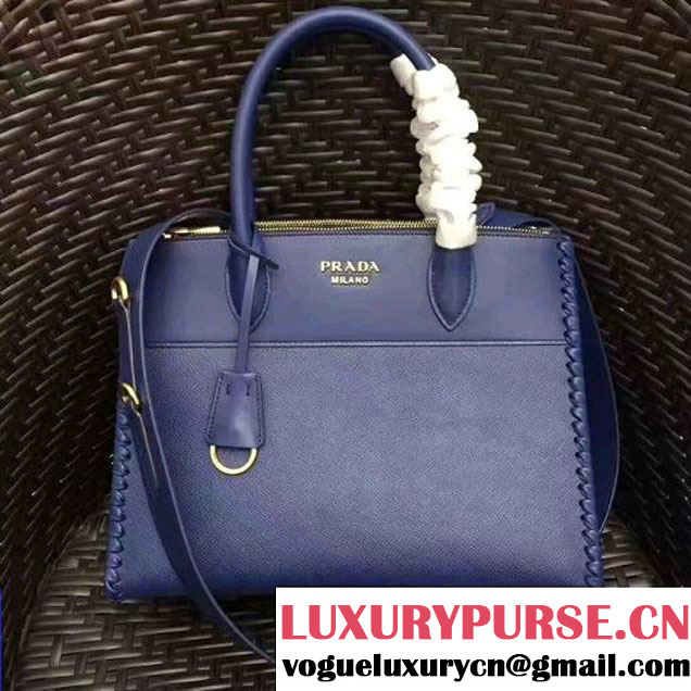 Prada 1BA102 Paradigme Bag With Whip-stitched Frame Royal Blue 2017 (GYF-7060136 )