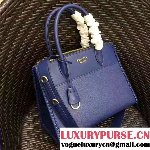 Prada 1BA102 Paradigme Bag With Whip-stitched Frame Royal Blue 2017 (GYF-7060136 )