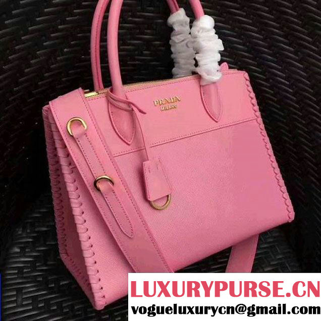 Prada 1BA102 Paradigme Bag With Whip-stitched Frame Rosy 2017 (GYF-7060137 )