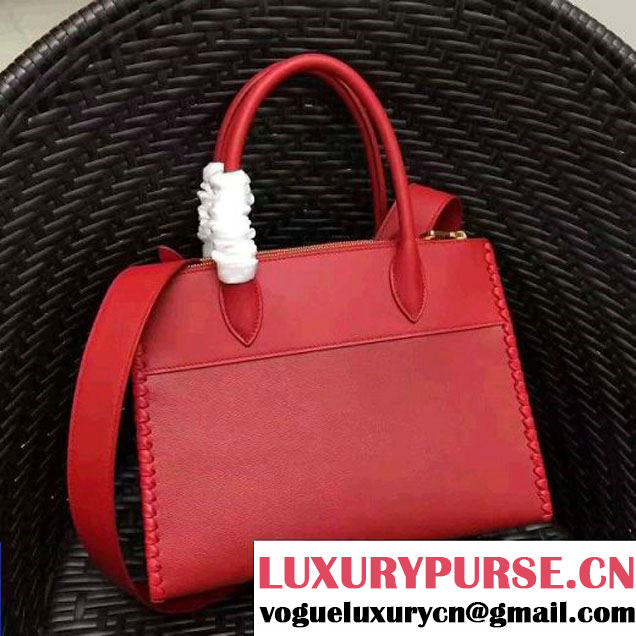 Prada 1BA102 Paradigme Bag With Whip-stitched Frame Red 2017 (GYF-7060138 )