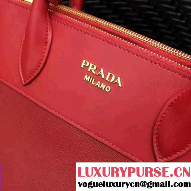 Prada 1BA102 Paradigme Bag With Whip-stitched Frame Red 2017 (GYF-7060138 )