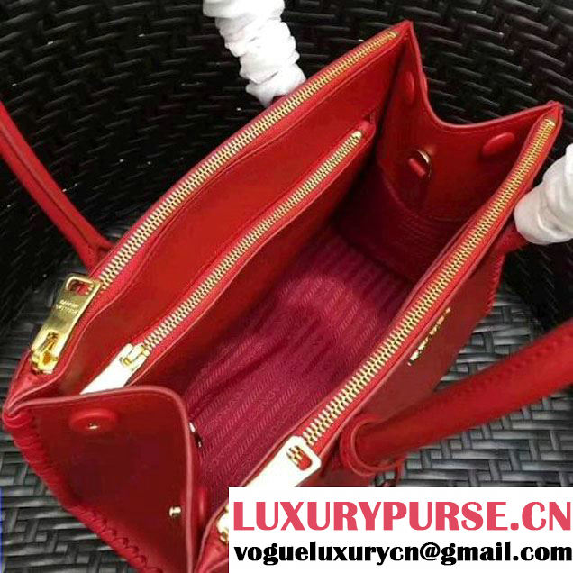 Prada 1BA102 Paradigme Bag With Whip-stitched Frame Red 2017 (GYF-7060138 )