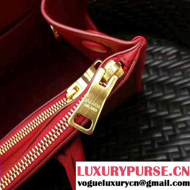 Prada 1BA102 Paradigme Bag With Whip-stitched Frame Red 2017 (GYF-7060138 )