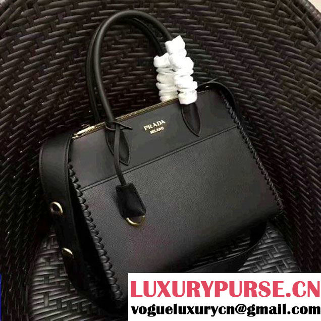 Prada 1BA102 Paradigme Bag With Whip-stitched Frame Black 2017 (GYF-7060139 )