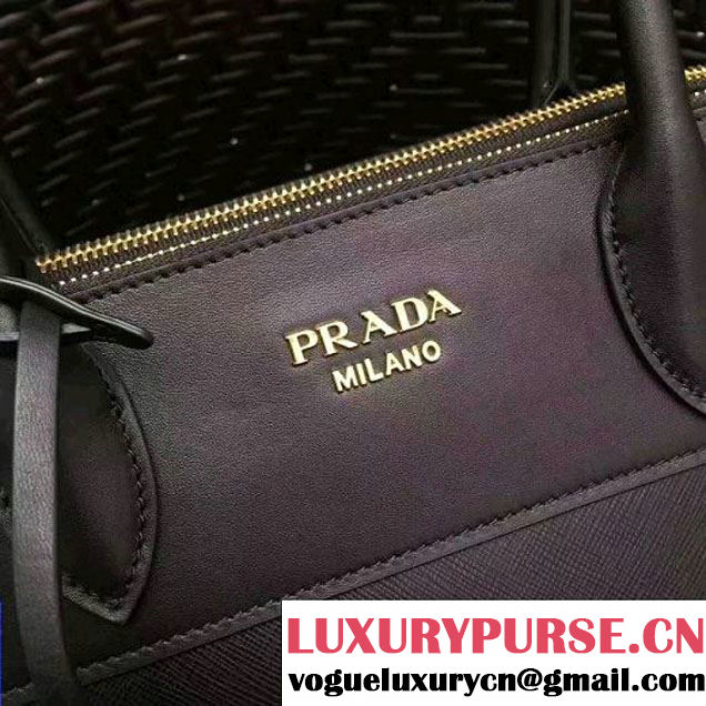Prada 1BA102 Paradigme Bag With Whip-stitched Frame Black 2017 (GYF-7060139 )