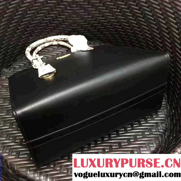 Prada 1BA102 Calf Leather Paradigme Bag With Python Handle Black/Grey 2017 (GYF-7060141 )