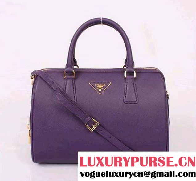 PRADA Saffiano Leather Two Handle Bag PR0823 Purple